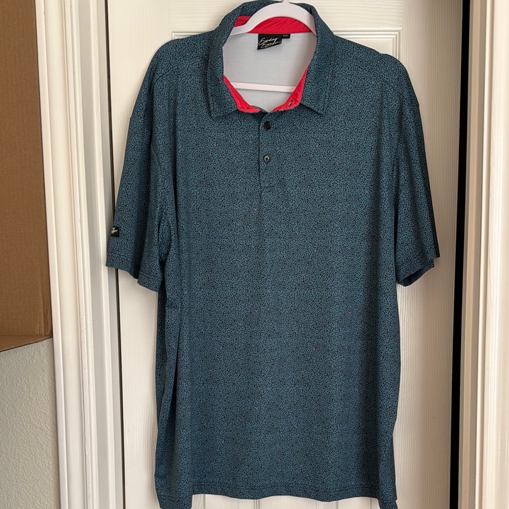 Blue Polo Shirt with Breathable Fabric and Short Sleeves